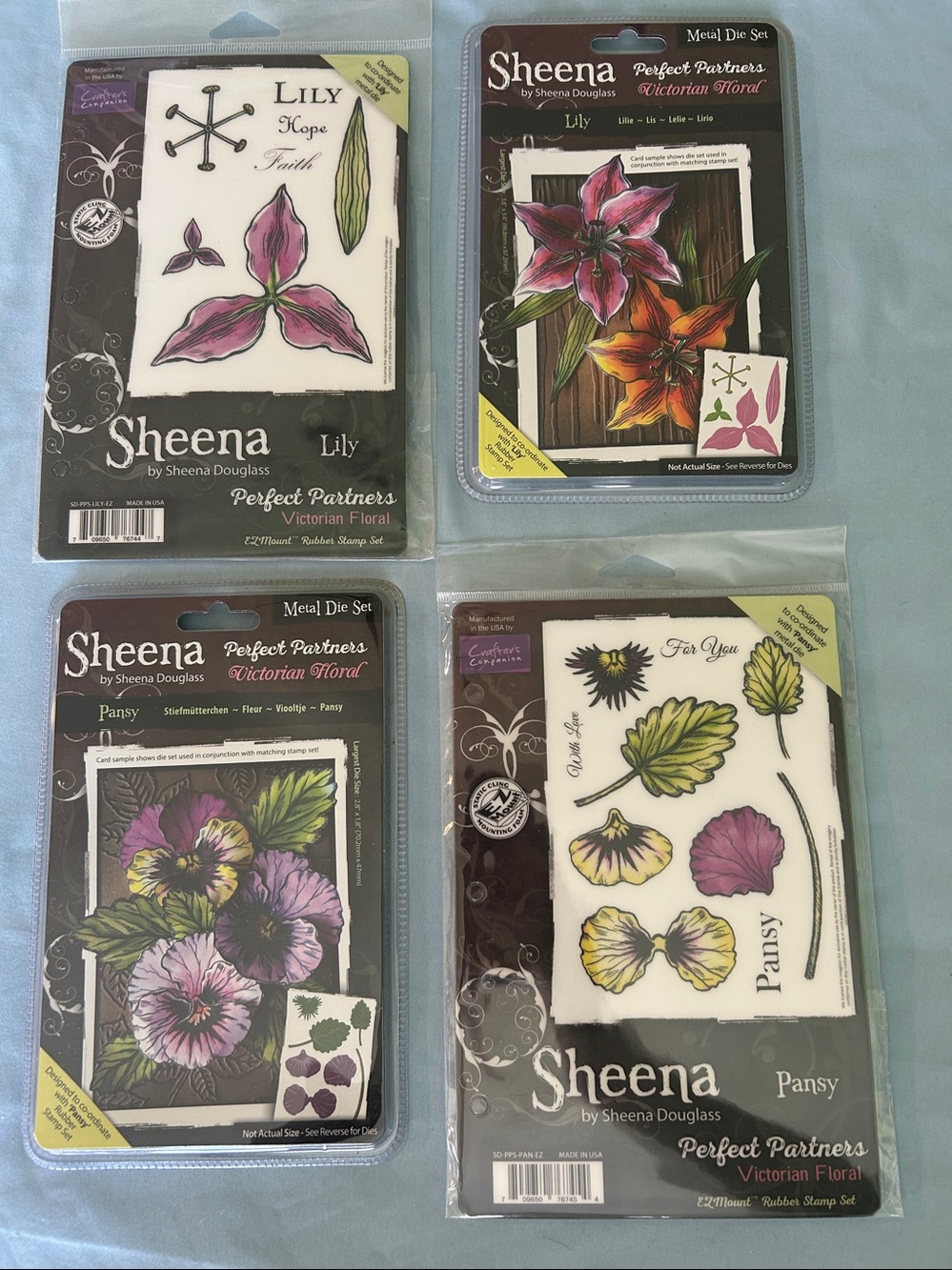 Sheena Douglass Perfect Partners Victorian Floral Lily & Pansy Stamp & Die sets